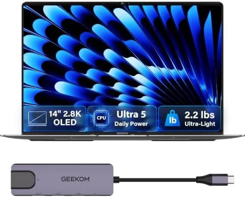 GEEKOM GeekBook X14 Pro — Core Ultra 5, 16GB RAM, 512GB SSD, OLED 2.8K